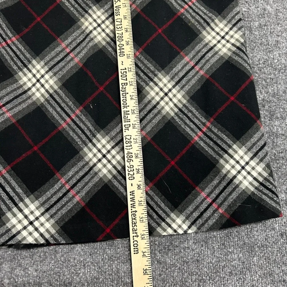 Sag Harbor Skirt Womens Size 12 Black Red White Plaid A-Line Midi Elastic Waist